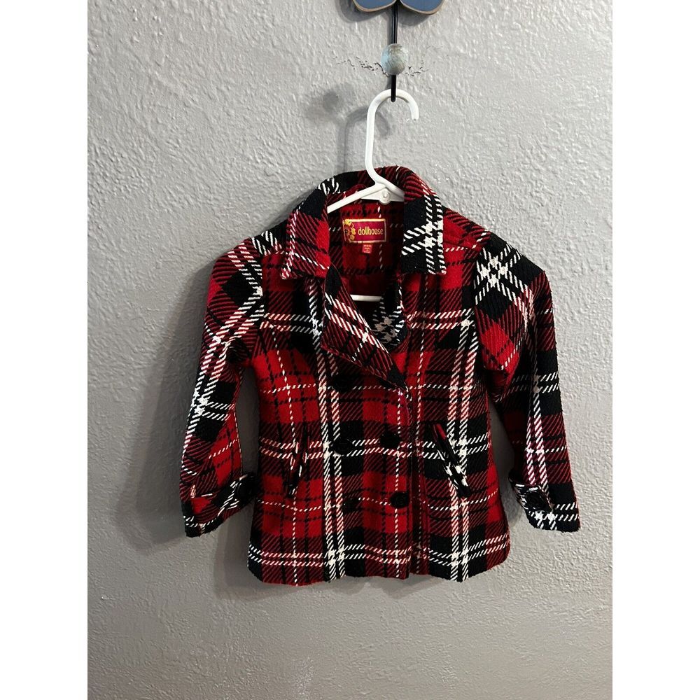 Dollhouse Outerwear Plaid Button Up Jacket Girls  Size‎ 5/6 Red Black